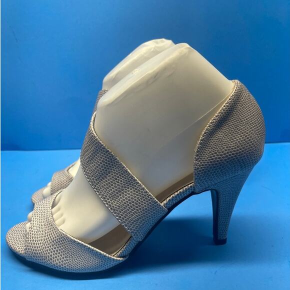 Madeline Grey Snake Skin Peep Toe Pumps Womens SZ 7.5 M Lizard - Picture 8 of 12